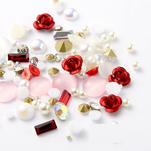 1 Box 3d unhas strassnes rosa jóias diamante gems diy mix de cristal decorações de arte de enxuto