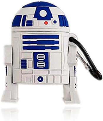 Caso AirPod 1/2, fofo 3D divertido e elegante Guerra nas Estrelas R2-D2 Corona Bob Bob Silicone Bob Bob Silicone, adequado