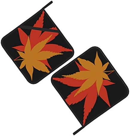 Folhas estação de outono amarelo laranja vermelha bordo os pó de bordo para cozinhas resistentes ao forno titulares de panela 2 pcs