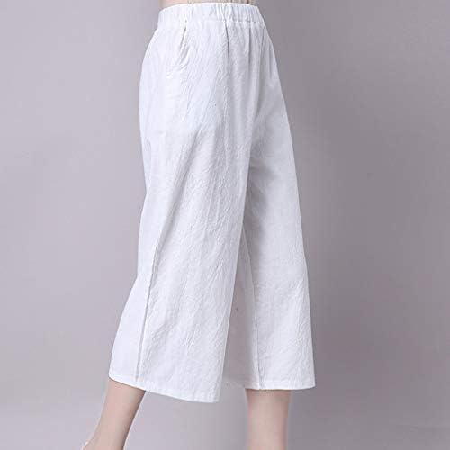 Calça solta de ioga para mulheres lã de lã da mulher casual cintura elástica solta linho de linho de algodão calça de perna larga