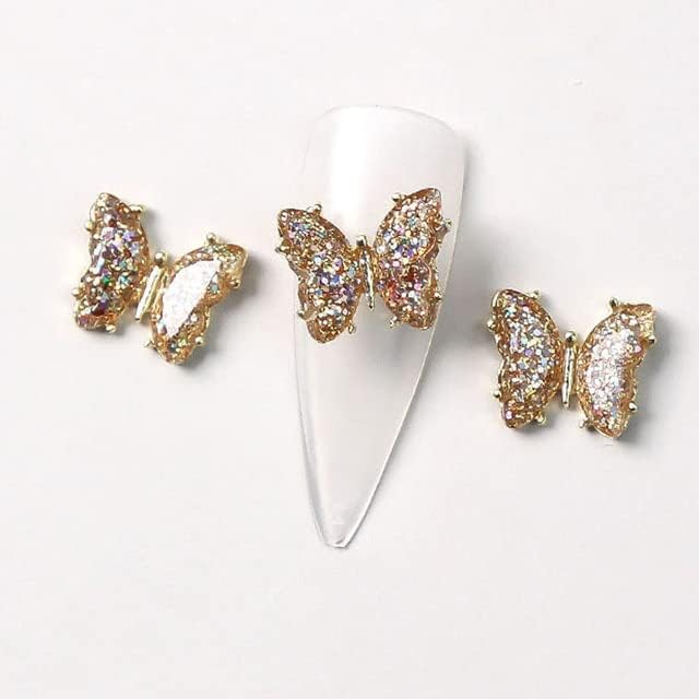 10pcs/lote 3d liga de borboleta de borboleta encharms decorações de metal glitter shinestone para uv ug unhas design jóias