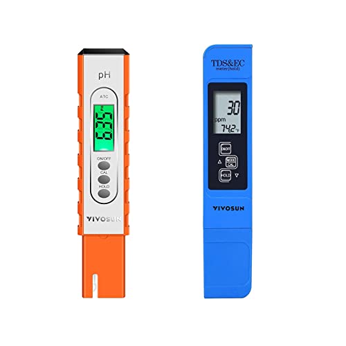 Testador de pH digital de pH de ph vivosun, testador de laranja e TDS 3 em 1 TDs EC e medidor de temperatura UltraHigh