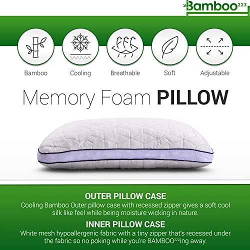Bambozzz King Tamanho da memória Pillow de cama- travesseiro de espuma de memória desfiado ajustável para todos os tipos