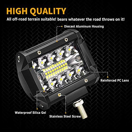 Turbo Sii LED POD LUZES 4 polegadas 60W Triple Row Spot Combo Combo Bance Offroad Luzes de nevoeiro Luzes de nevoeiro Luzes