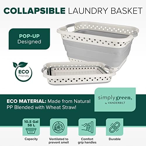 Simplesmente verde Eco colapsível contêiner dobrável para armazenamento e organização, cesto de cesto de lavanderia dobrável