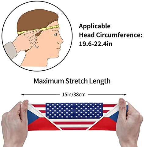 Os EUA e a República Tcheca Bandeira Esportes Esportes para a cabeça da cabeça Wicking Hairband Woman Man Sports Sort Band Women