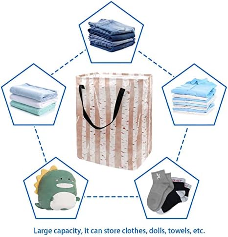 Birch Tree White Printage Print Print Collapsible Laundry Turmper, 60L de lavanderia à prova d'água de lavagem de roupas de roupas de roupas para o quarto do banheiro