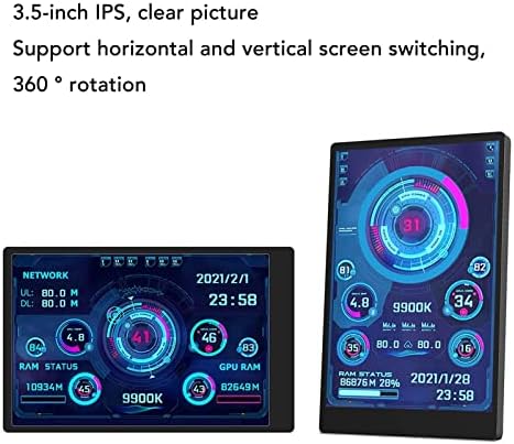 Sougan 3,5 polegadas IPS USB Mini Screen AIDA64 PC CPU RAM Monitor de dados, monitor de temperatura do computador CPU, GPU, RAM, temperatura, velocidade da rede, data, hora, volume, previsão do tempo PC Sensor Painel Display Painel Display Painel