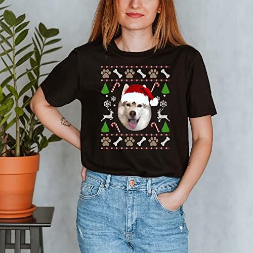 Cão personalizado Feio moletom de Natal, camisa de chapéu de Papai Noel, costume sua própria camisa de cachorro, para amante de cachorro