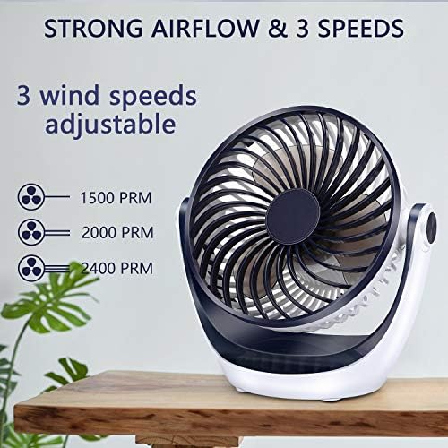 Aluan pequeno ventilador de mesa recarregável+ 42 polegadas de altura ajustável Fan FoldAway para viagem à sala de escritório em