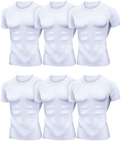 6 Pacote de manga curta masculina Camisas de compressão de emagrecimento camisetas da base Tops Tops Athletic Workout
