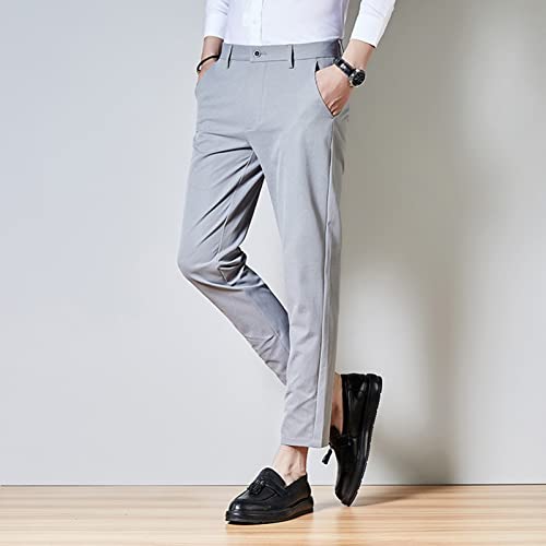 Maiyifu-gj masculino manchado de calça esticada de cor sólida de cor sólida terno cônico