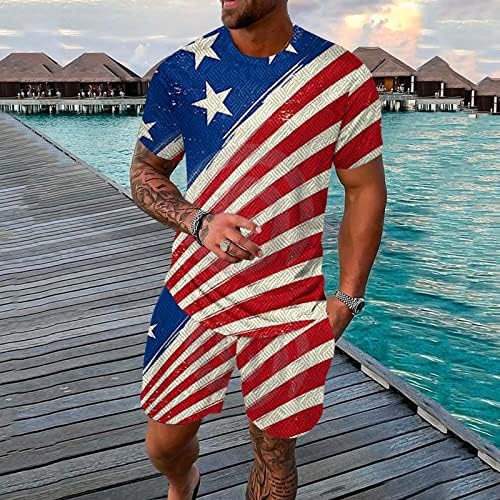 Summer Mens Suits Men's Sports Casual Summer Summer Independence Day Bandle Short Manguated Summer Summer Sports Suit Sports