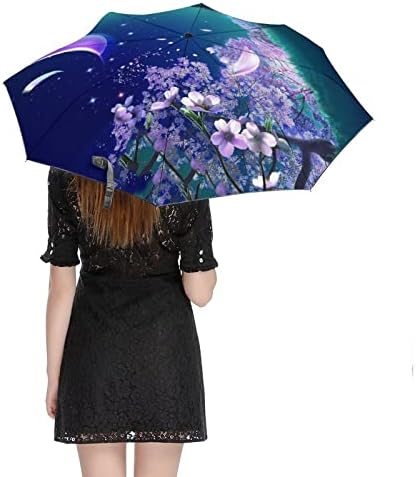 Cherry Blossom Travel Umbrella à prova de vento 3 Folds Automotor aberto Fechar um guarda -chuva dobrável para homens Mulheres