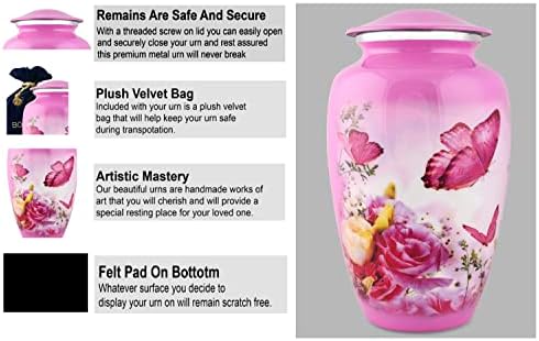 Cremação de borboleta rosa adulto e negrito urna urna | As cinzas humanas urna adulta, enterro, cremação funerária urnas