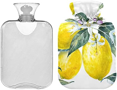 Garrafas de água quente com capa florescendo flores de frutas de limão bolsa de água quente para alívio da dor, mulheres grávidas,