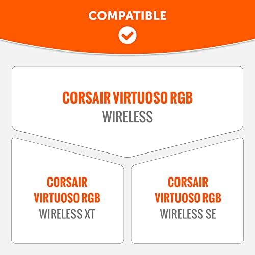 Earpads de substituição atualizados para o fone de ouvido CORSAIR Virtuoso Gaming, fabricado por almofadas perversas | Durabilidade melhorada, espessura, couro mais macio e isolamento de som | Preto
