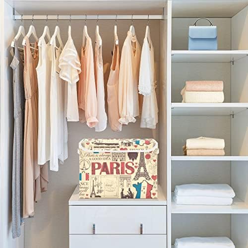 INNEWGOGO FRANCE PARIS BINS com tampas para organizar caixas de armazenamento dobráveis ​​com alças Oxford Ploth Storage Cube Box