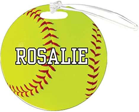 Softball Rosalie personalizável 4 polegadas reforçada Tag de bagagem de bagagem Adicione qualquer número ou qualquer nome de equipe