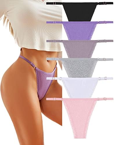 Byte fofo Byte ajustável Tanja de cordas G para mulheres Sexy Rouphe T-Back Cotton Panties com acabamento de renda