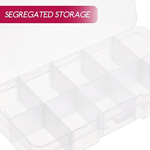 Caixa de armazenamento de grades claras de grades aquecidos com tampa de 12pcs compartimento 10 contas caixas de jóias removíveis