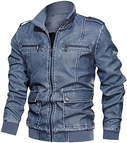 Jaquetas de couro para homens laváveis ​​roupas de couro lavável moto zíper bolso macho PU casacats