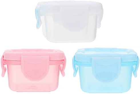 Cabilock Mini Flidge Snack Contêiner 3pcs Plástico Baby Food Storage Girs com clipe- Blocks de tampa Bloco de alimentos Alimentos à prova de vazamento de alimentos lanches Mini Freezer