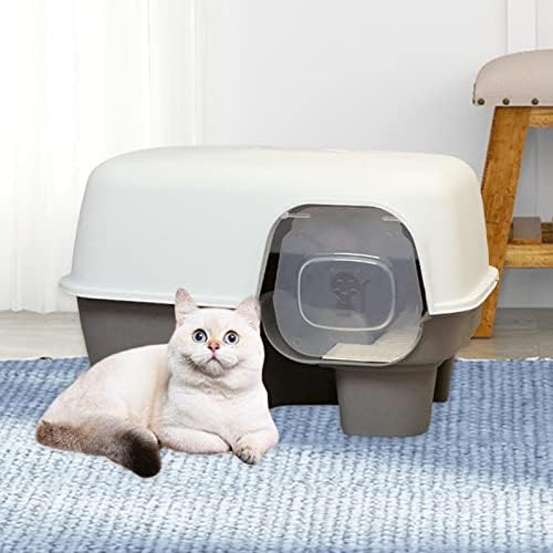 Gazechimp Corredor Caixa de areia de gato fechada de grande capacidade Fácil limpo com acessórios de gato de portão Recipiente