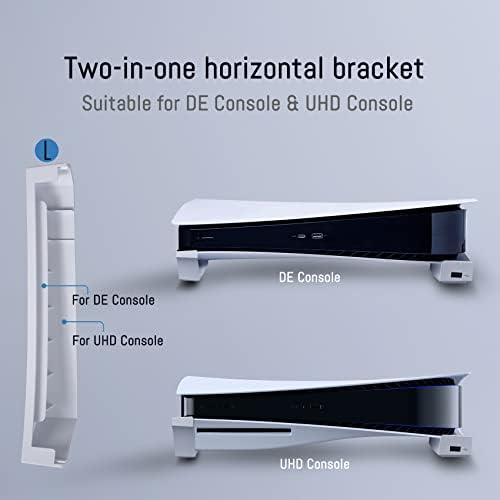 Sedicoca Horizontal Stand para PS5 com 4 Extensão USB, Titular de Liberdown do Console do Gabinete Com Charging Data USB Hub,