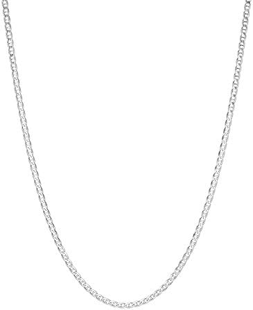 NYC Sterling Silver Chain Link Colar - 2mm Premium 925 Colar de prata esterlina para mulheres e homens - colar de cadeia de prata