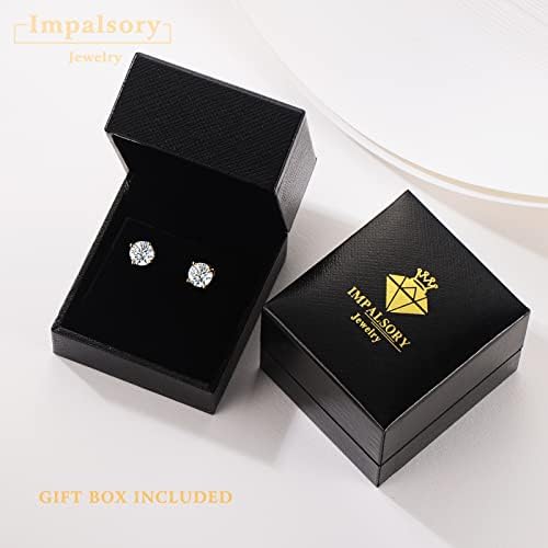 Brincos de moissanita, 2ct 6,5 mm D Color redondo brilhante Laboratório Criado Criado Brincos de diamante 18K Push de prata esterlina de ouro amarelo 18K Push para trás para mulheres meninas