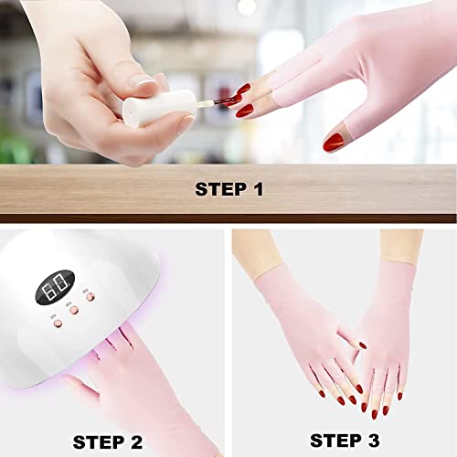 2 pares luvas anti -UV para manicure em gel, luvas de UV para unhas, luvas de proteção à luz UV para unhas de gel, luvas de unha UV,