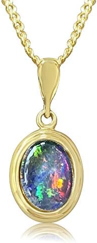 Colar de Opal de Alcheri Oval Oval Opal Tripleto Ouro ou Colar de Prata Sterling Para Mulheres | Presente do Dia das Mães, 18