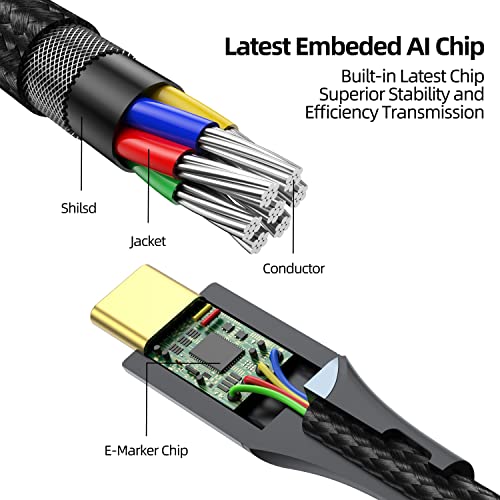 Ukyee USB C Cabo de extensão 3,3 pés, nylon trançado USB 3.1 tipo C Male para a extensão feminina Combate rápido compatível