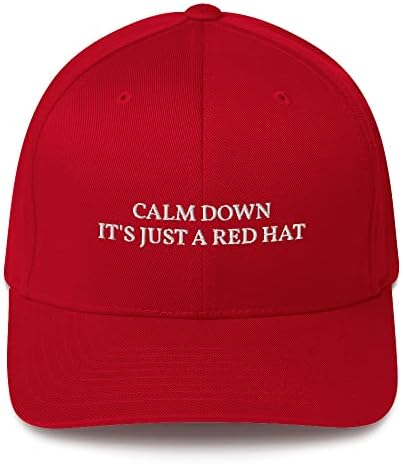 Acalme -se, é apenas um chapéu vermelho, chapéu vermelho chapéu de chapéu de chapéu bordado maga paródia