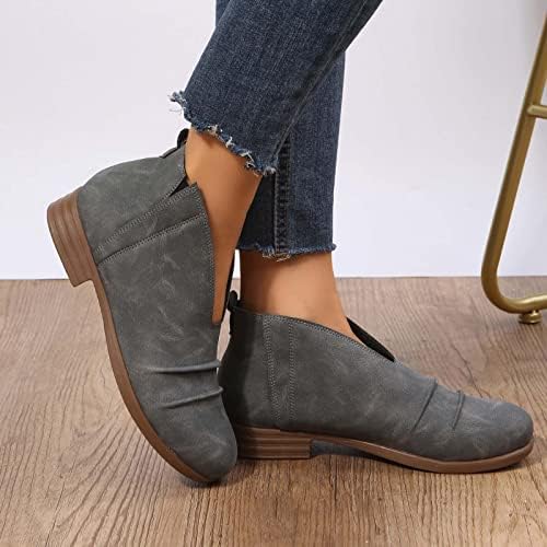 Sapatos femininos camurça vintage de camurça redonda de tênis casual boots arco de suporte