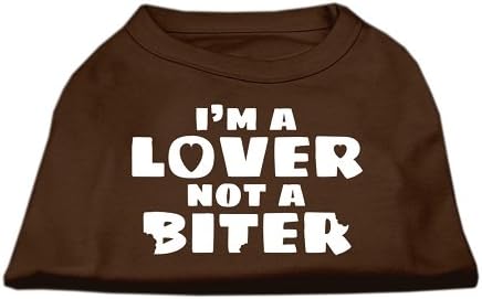 Eu sou um amante, não um biter scrprinted Dog Camiseta Brown SM