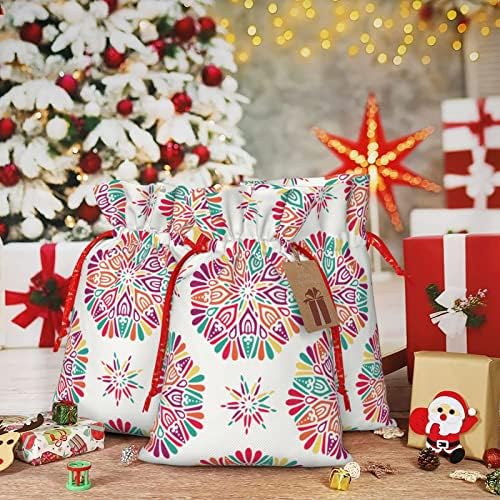Sacos de presentes de natal de traços de natal-floral-paisley-medallion apresenta sacos de embrulho sacos de embrulho