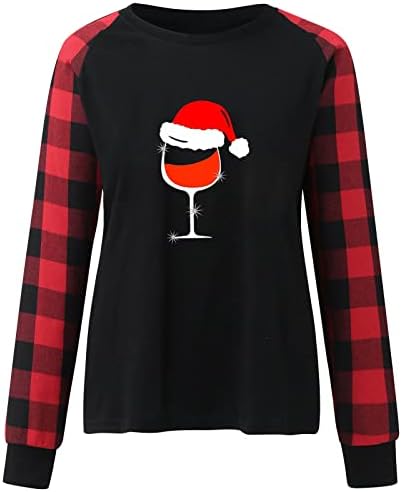 Tops de pulverização de manga longa de Natal de Natal feminino