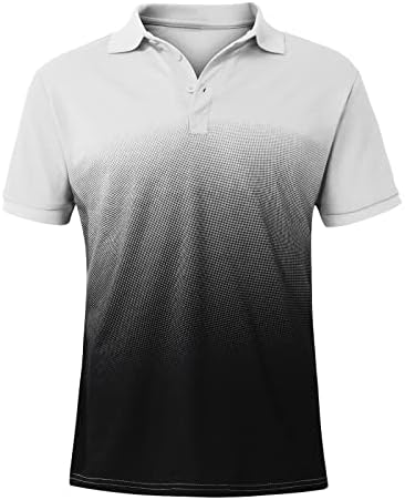 Wenkomg1 lapela de manga curta Henley camisas para homens esportes de gradiente esportivo de shirt button no top 2022