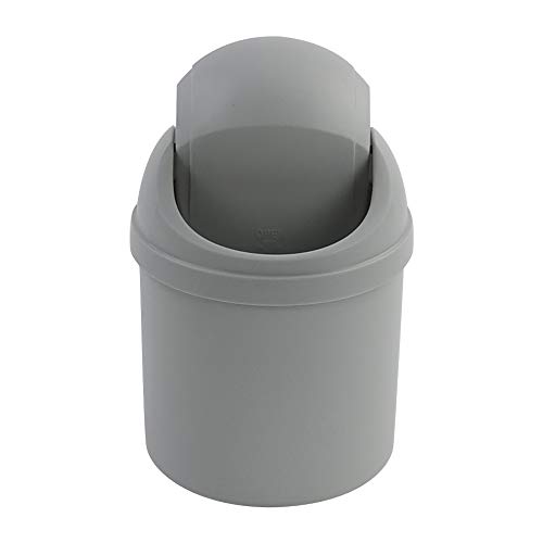 Zerdyne plástico mini lata de lixo com tampa giratória, lata de lixo minúsculo de 0,7 galão, cinza