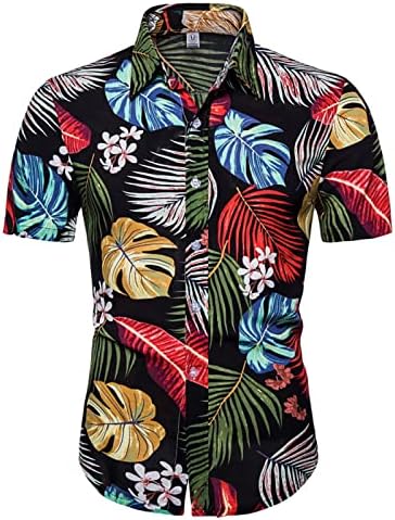 Camisas para homens havaianos primavera e verão floral impressão colorida casual lapela praia de férias ao ar livre