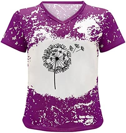 TIY Dye Tops Mulheres Camiseta Casual Casual Top Top fofo Derdelion Blusa da túnica 2023 Teses de manga curta de verão