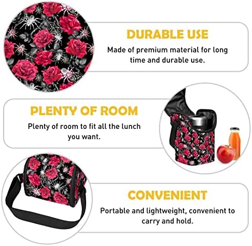 Rodailycay Belas rosas lanchonetes portáteis crianças mulheres, bolsa de balde de kit à prova de vazamentos, suporte para preparação para refeições com zíper para escolaridade para o escritório de trabalho escolar