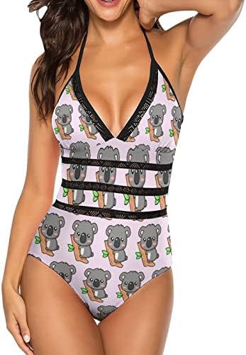 Fofa Koala feminina One Piece Swimsuit V Nech Nechwear moda Moda de maiô
