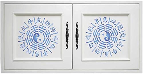 Estêncil da roda do zodíaco, 14 x 14 polegadas - estênceis de roda do zodíaco oriental chinês para modelo de pintura