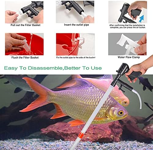 Limpador de cascalho de aquário Arinbow, novo trocador de água rápido com botão de prensa de ar peixe tanque de peixe aquário