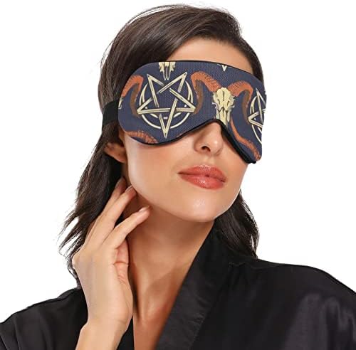 Máscara para o olho do sono unissex Satan-Baphomet-sheep-cabeça-mordida máscara de dormir confortável