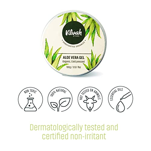 Vilvah Store Aloe Vera Gel com 99% de aloe natural puro para rosto, gel de penteado para cabelos, hidratante da pele,