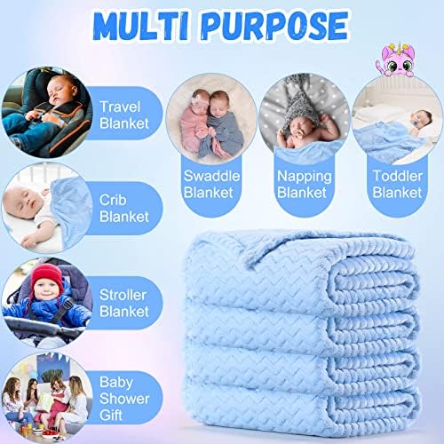 Pacote de 4 pacote de bebê cobertor de bebê esbranquiçado 30 x 40 polegadas macio macio macio macio de lã Fluffy fleece manta unissex de pelúcia para bebês infantis aconchegantes para crianças recém -nascidas para crianças recém -nascidas